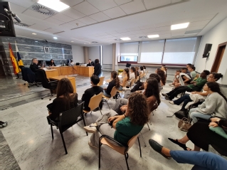 Un momento de las vistas de juicios por delitos leves con los alumnos como público